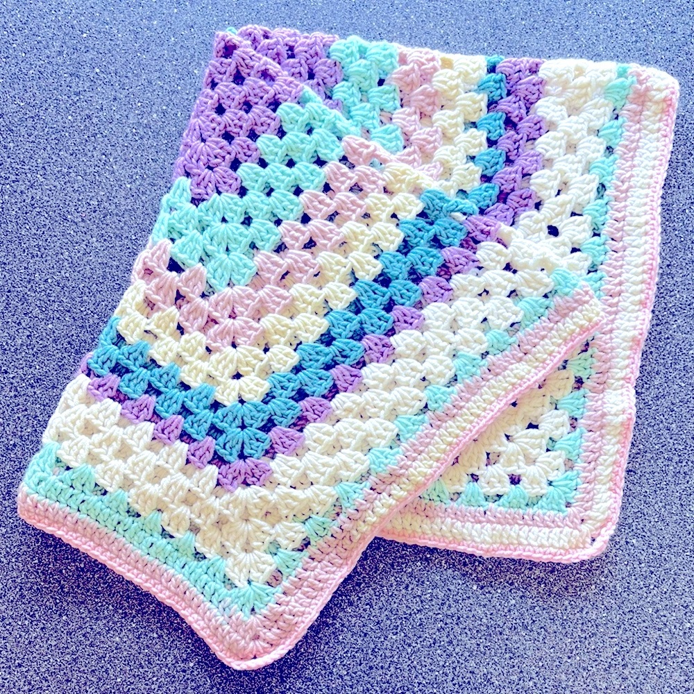 Vintage Handmade Knit Throw Easter Pastel Colorful Crochet Blanket For Baby Room